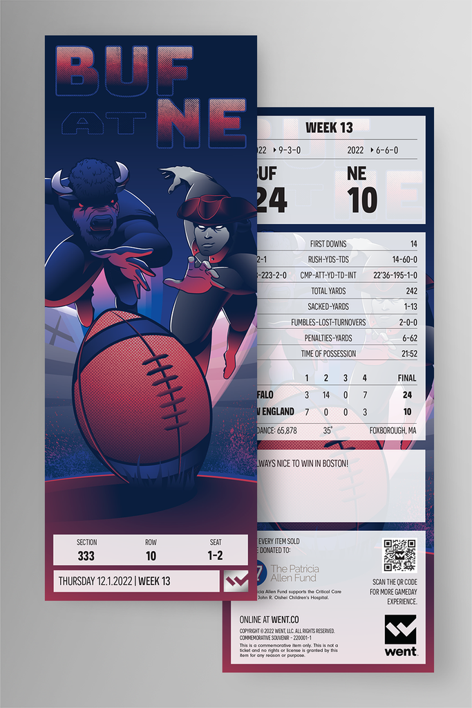 Ticket front and back views - Stadium location